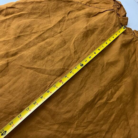 La Petite Alice Linen Back Button Up Ruffle Trim Blouse Women Size M/L PETITE - Picture 4 of 10